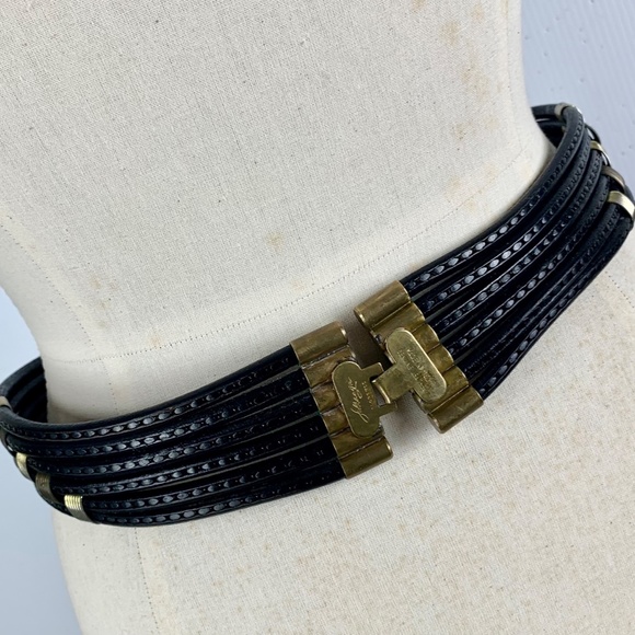 1970s Sultanija Florence Italy Black Leather Belt main image 6